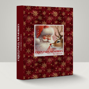 Cozy Santa and Rudolph Christmas Scrapbook Album  3 Ring Binder