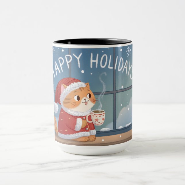  Cozy Santa Cat Holiday Mug (Center)