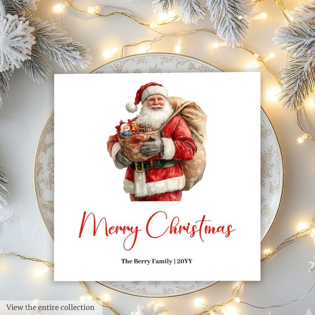 Cozy Santa Claus Minimalist Script Font Party Napkins (Cozy Santa Claus Minimalist Script Font Party Napkin)