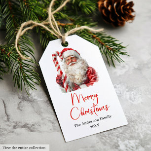 Cozy Santa Claus Red White Holiday Gift Tag Design