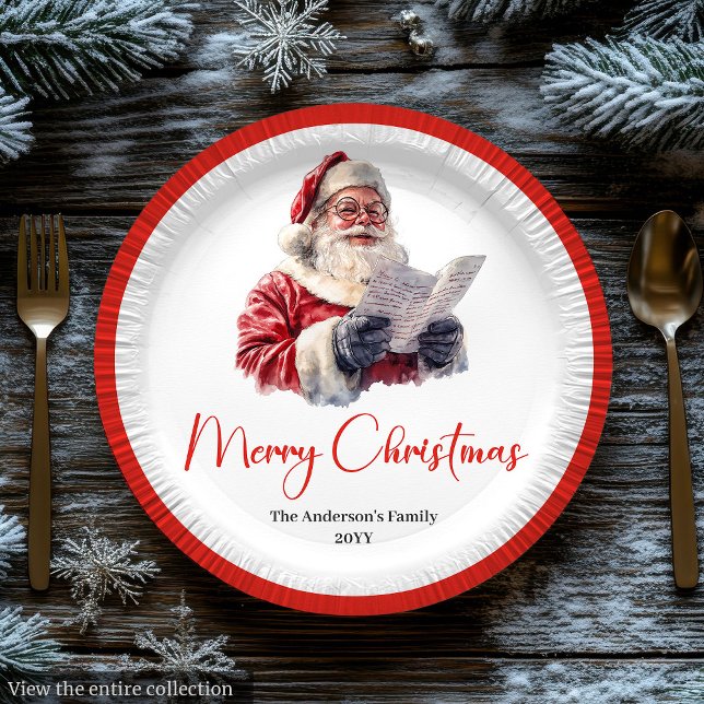 Cozy Santa Claus Red White Holiday Paper Plate  (Cozy Santa Claus Red White Holiday Paper Plate Design

)