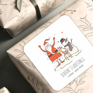 Cozy Santa Season’s Greetings Holiday Sticker