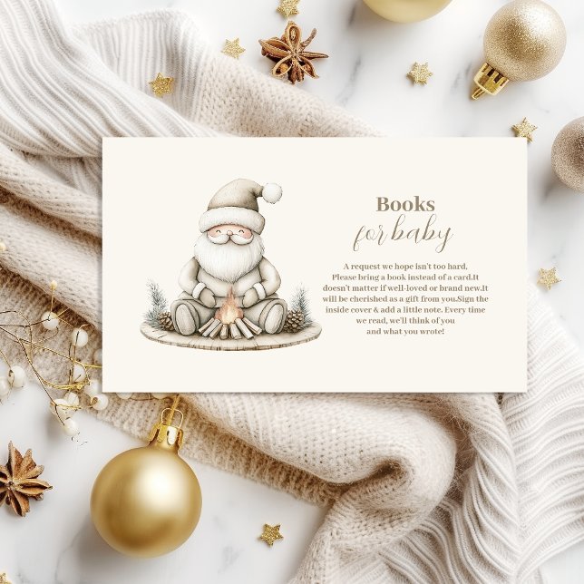 Cozy Santa Winter Baby Shower Books for Baby Enclosure Card (Creator Uploaded)