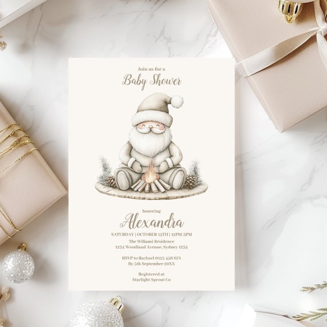 Cozy Santa Winter Baby Shower Invitation (Creator Uploaded)