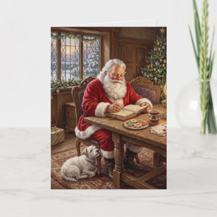 Cozy Santa Writing Christmas Card