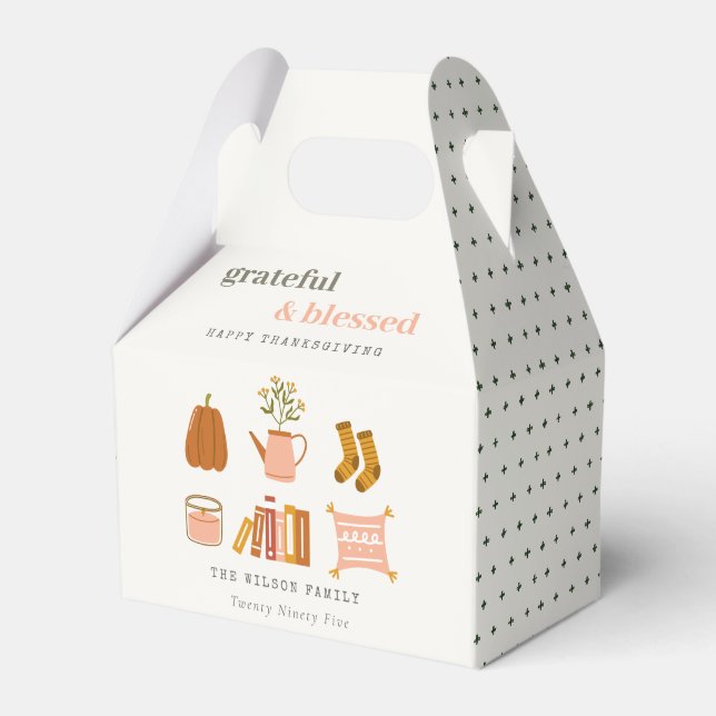 Cozy Scandi Autumn Essential Blush Thanksgiving Favor Boxes (Front Side)