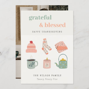 Cozy Scandi Autumn Essential Photo Thanksgiving Holiday Card