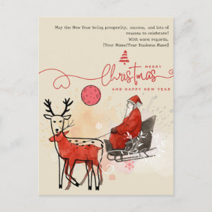cozy scandi nordic minimal watercolor christmas holiday postcard