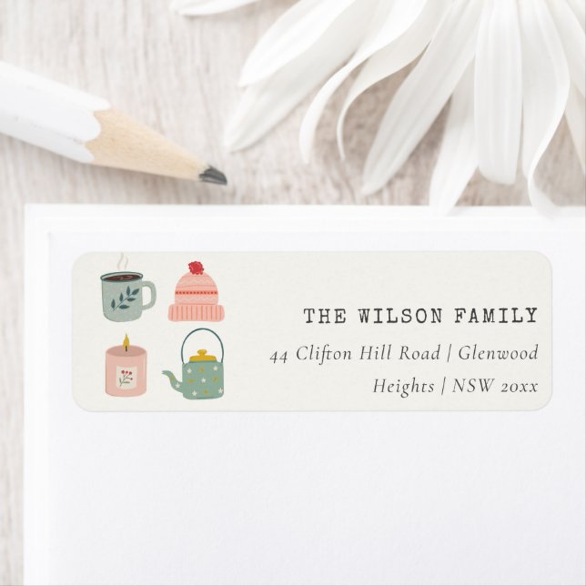 Cozy Scandi Winter Essential Blush Green Address Label (Insitu)