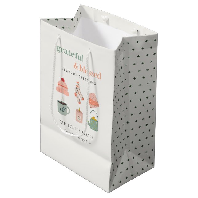 Cozy Scandi Winter Essential Seasons Greetings Medium Gift Bag (Front Angled)