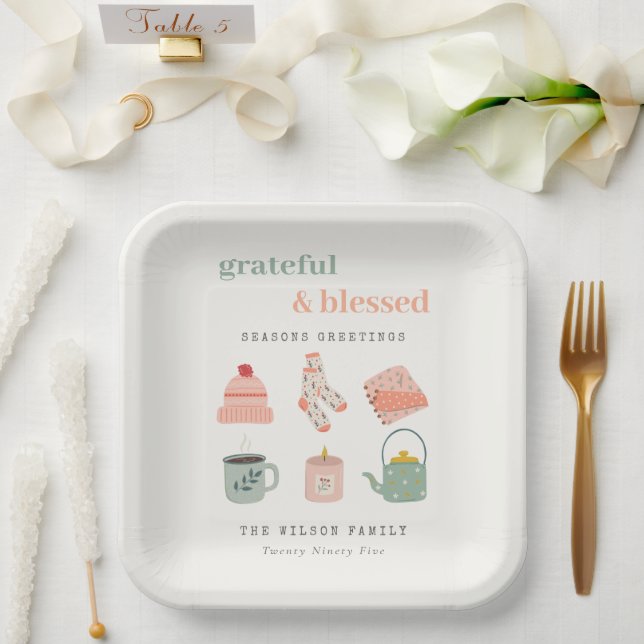 Cozy Scandi Winter Essential Seasons Greetings Paper Plates (Wedding)