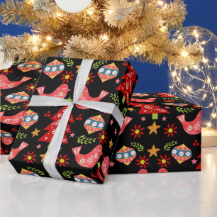 Cozy Scandinavian Folk Art Christmas Wrapping Paper