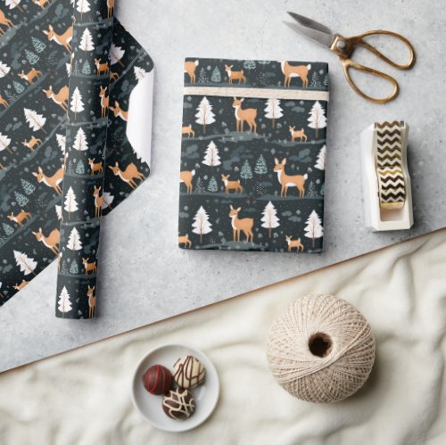 Cozy Scandinavian style winter woodland animals Wrapping Paper