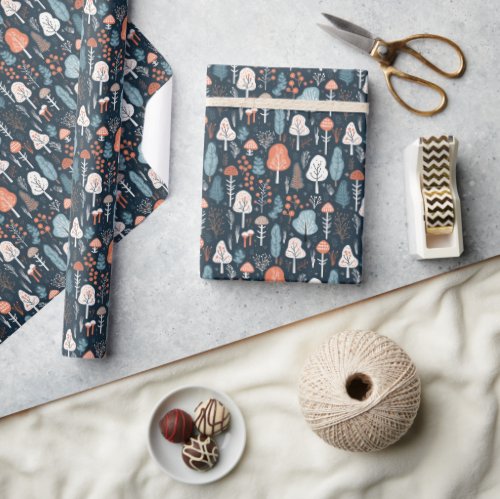 Cozy Scandinavian style winter woodland forest Wrapping Paper