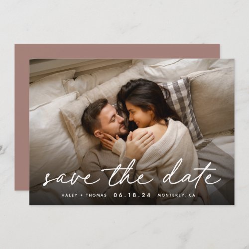 Cozy Script  Horizontal Photo Save The Date