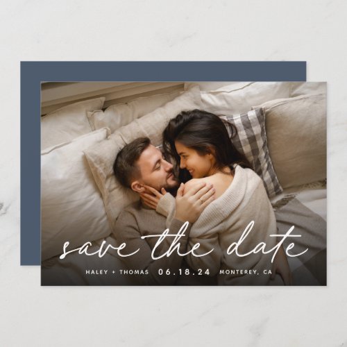 Cozy Script  Horizontal Photo Save The Date