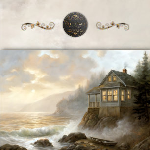 Cozy Seaside Cottage Glow Decoupage Tissue Paper