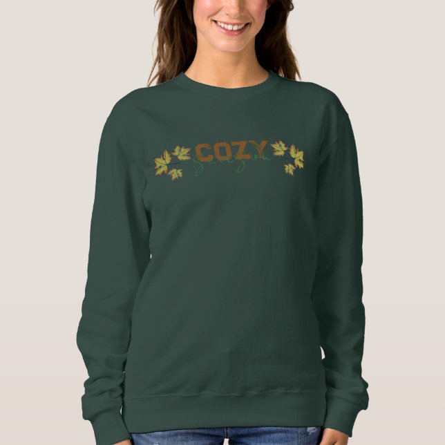 Cozy season autumn fall maple leaves sweatshirt (Front)
