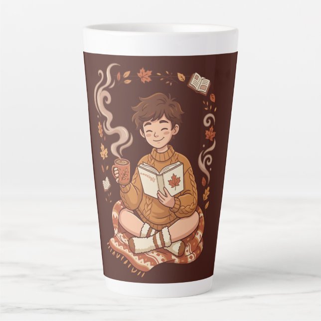 Cozy Season Autumn Reader Book Lover Cute Fall Latte Mug (Front)