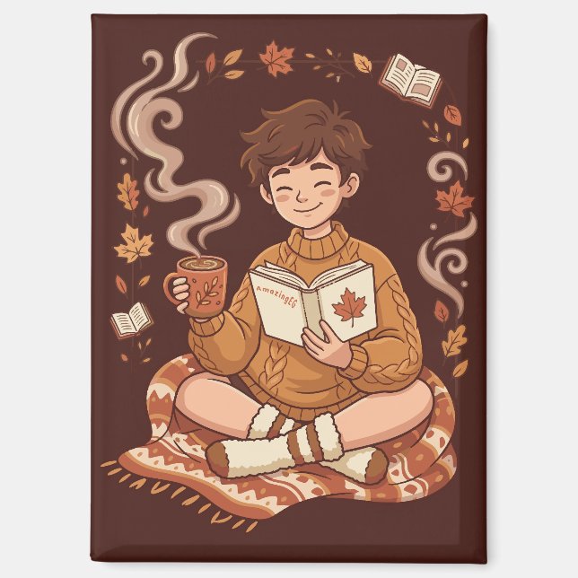Cozy Season Autumn Reader Book Lover Cute Fall Magnet (Front)