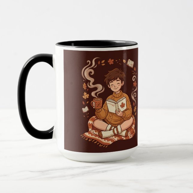 Cozy Season Autumn Reader Book Lover Cute Fall Mug (Left)