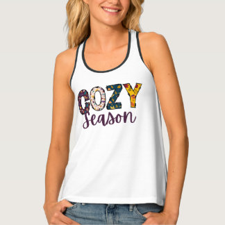 Cozy season doodle letters autumn design tank top