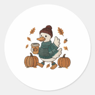 Cozy Season Duck Cute Fall Duck Pumpkin Spice Autu Classic Round Sticker
