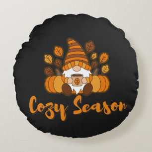 Cozy Season Fall Aesthetic Design for Autumn Lov Round Pillow