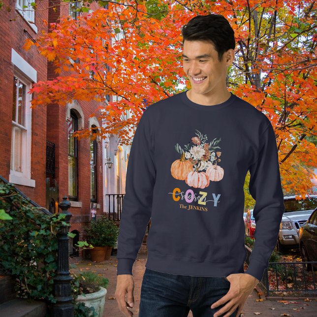 Cozy Season Harvest Blooms Personalize Name Sweatshirt (Creator Uploaded)