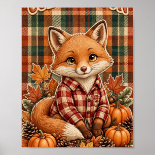Cozy Season — Plaid Fox Autumn Art Poster