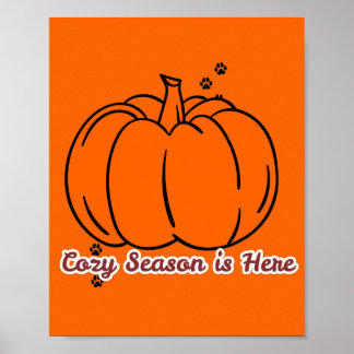 Cozy Season Pumpkin Fall Aesthetic Wall Art Poster