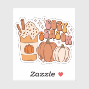 Cozy Season Pumpkin Spice Drink and Pumpkins Sticker