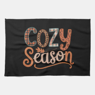 Cozy Season Retro Fall Get Cozy Thanksgiving Kitchen Towel