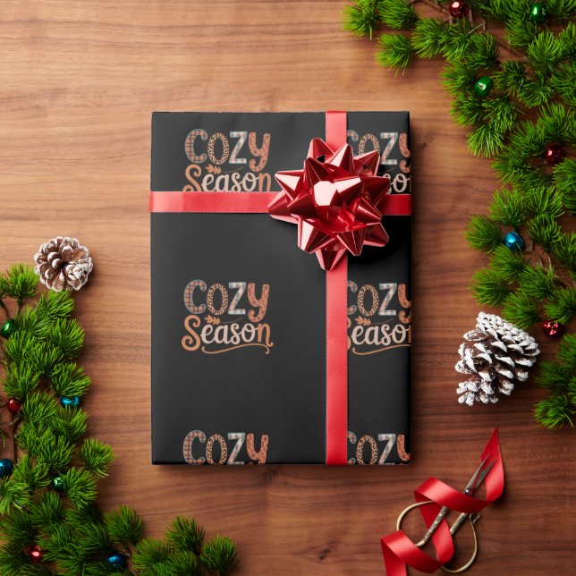 Cozy Season Retro Fall Get Cozy Thanksgiving Wrapping Paper (Holiday Gift)