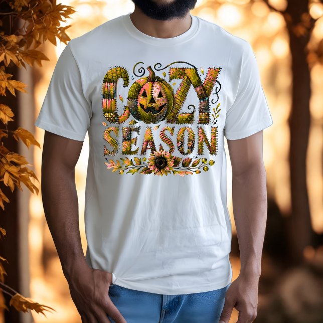 Cozy Seazon Patchwork Pumpkin T-Shirt (Creator Uploaded)