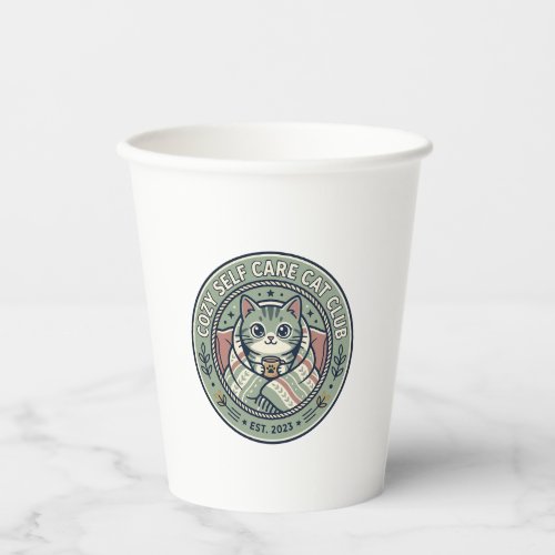 Cozy Self Care Cat Cat Graphic Tee Art - Cozy Self Paper Cups