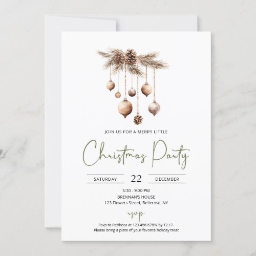 Cozy shades of brown and moss green pine branches invitation