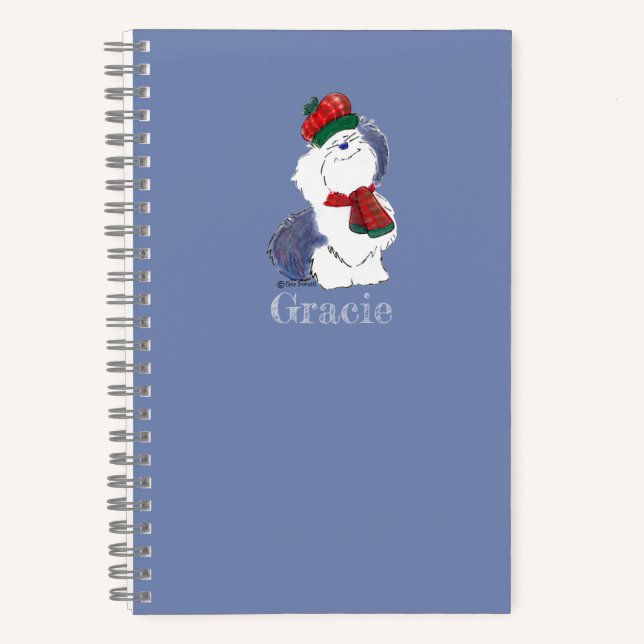 Cozy Sheepdog Simple Winter Dog Lover Custom Notebook (Front)