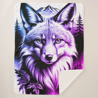 Cozy Sherpa Blanket with Vibrant Fox Design – Soft