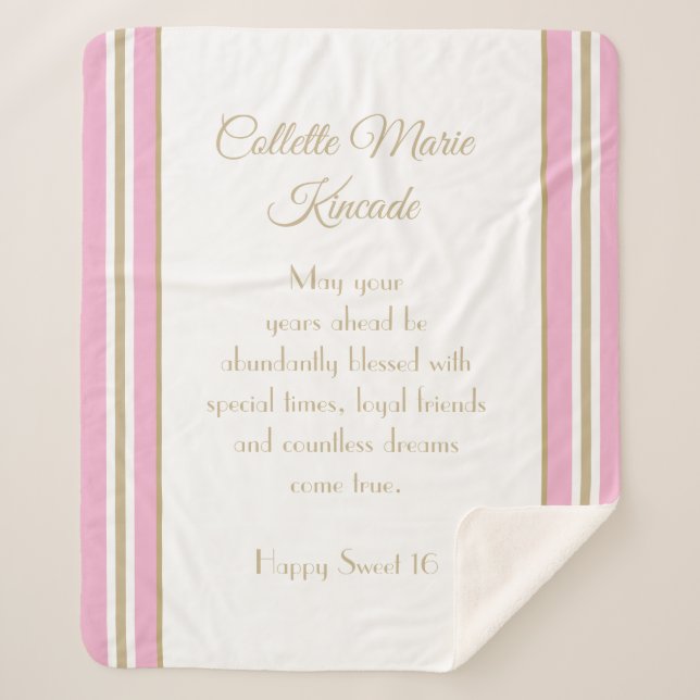 Cozy Sherpa Gift! Unique Sweet 16 blanket (Front)