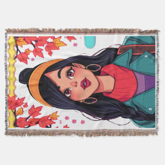 Cozy Sherpa Throw Blanket – Autumn Girl Art, Perfe