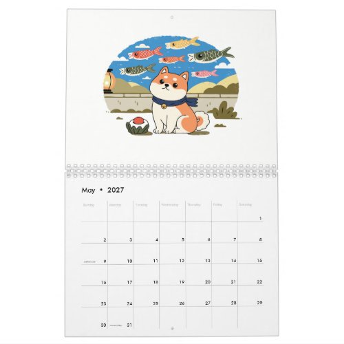 Cozy Shiba Inu Japan 2027 Wall Calendar