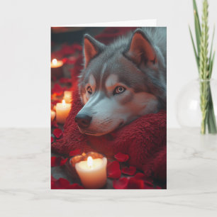 Cozy Siberian Husky Valentine’s Day Card