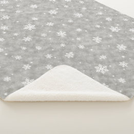 Cozy Silver Glitter Stars Snowflakes Sherpa Blanket