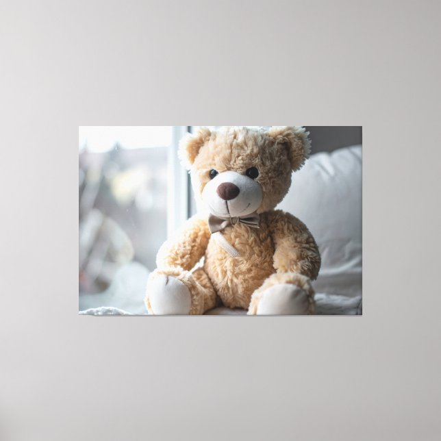 Cozy Sitting Teddy Bear Canvas Print (Front)