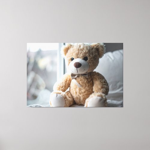 Cozy Sitting Teddy Bear Canvas Print