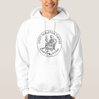 Cozy Skeleton Drinking Coffee | Funny Spooky Coffe Hoodie