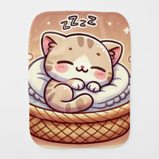 Cozy Sleeping Cat Burp Cloth – Soft & Cute Baby Es