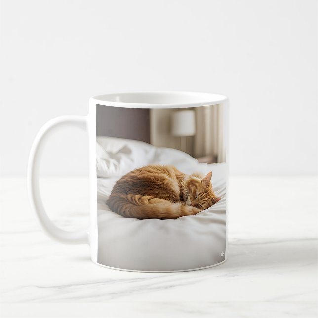 Cozy Sleeping Cat Coffee Mug (Left)