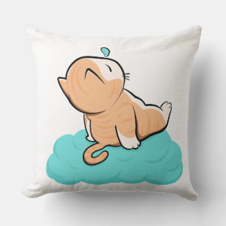 "Cozy sleeping cat on cloud" Throw Pillow